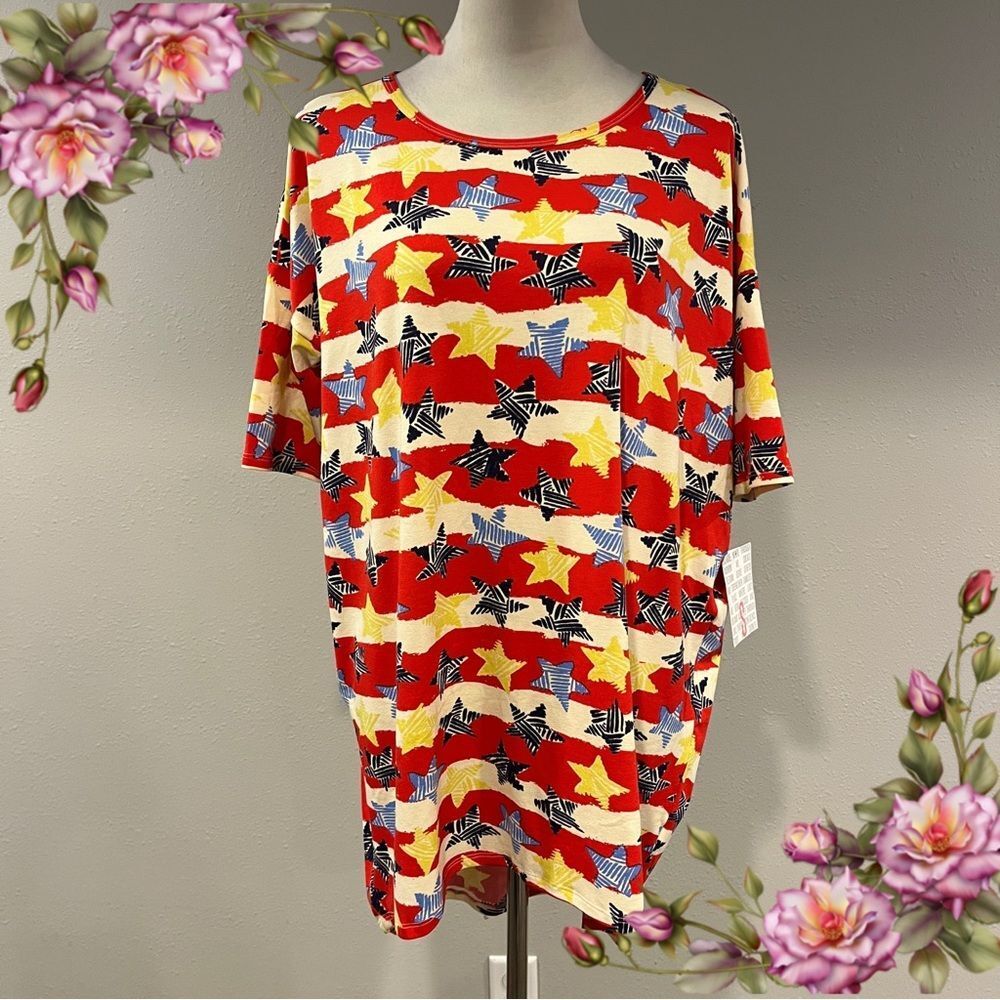 LuLaRoe Irma short sleeve fireworks print oversized top‎ size small